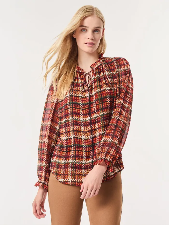 Plus Printed Raglan Peasant Blouse Chiffon Women Jones New York Plus Tops