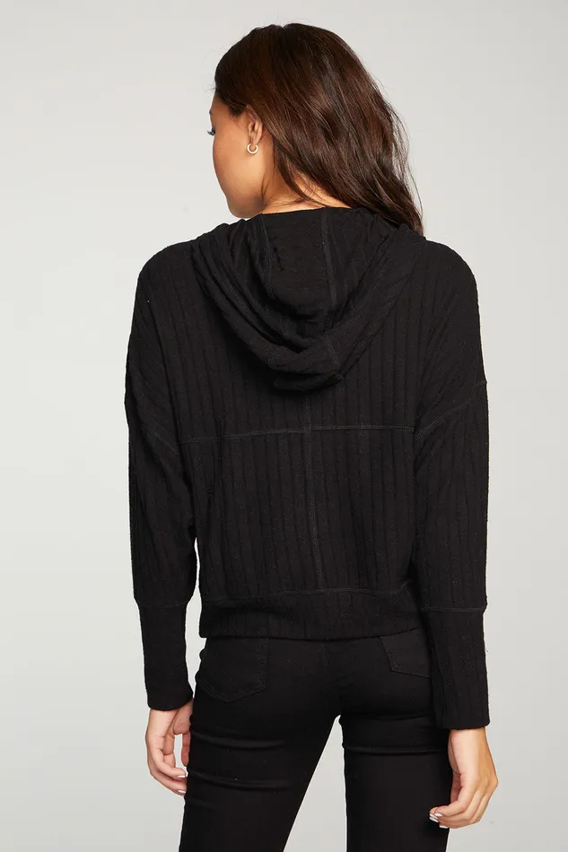 Poor Boy Rib Long Sleeve Oversized Easy Zip Up Hoodie Womens Outerwear Chaser Brand Poor Boy Rib Long Sleeve Oversized Easy Zip Up Hoodie Womens Outerwear Chaser Brand