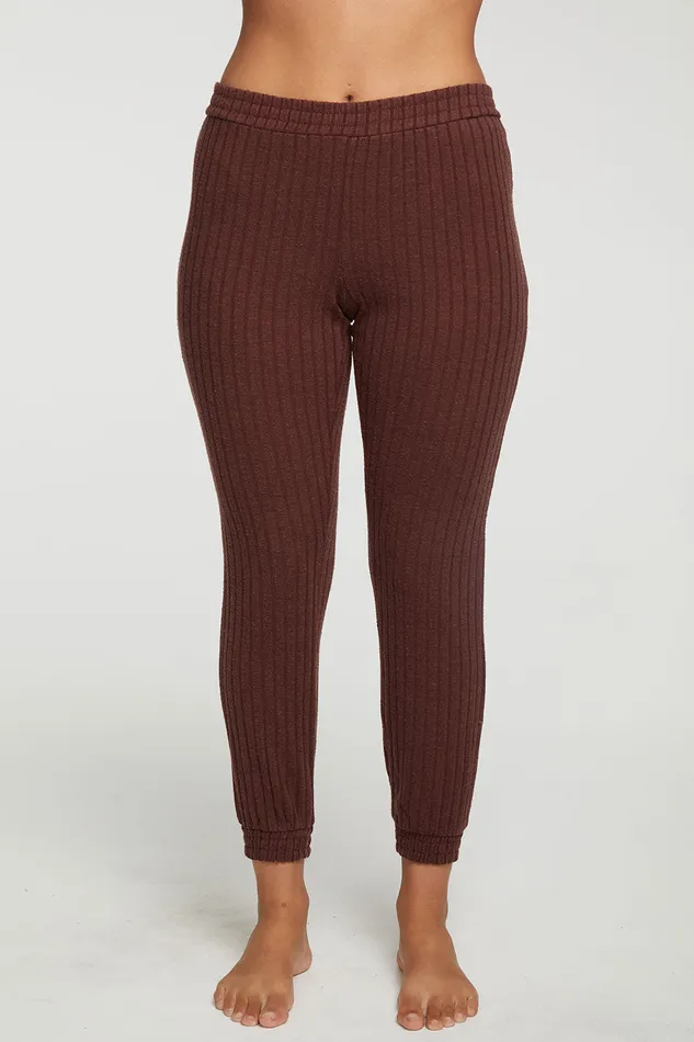 Poor Boy Rib Slouchy Jogger With Shirring Bottoms Chaser Brand Womens