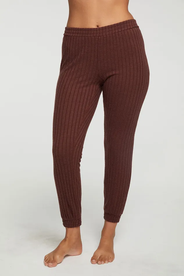 Poor Boy Rib Slouchy Jogger With Shirring Bottoms Chaser Brand Womens