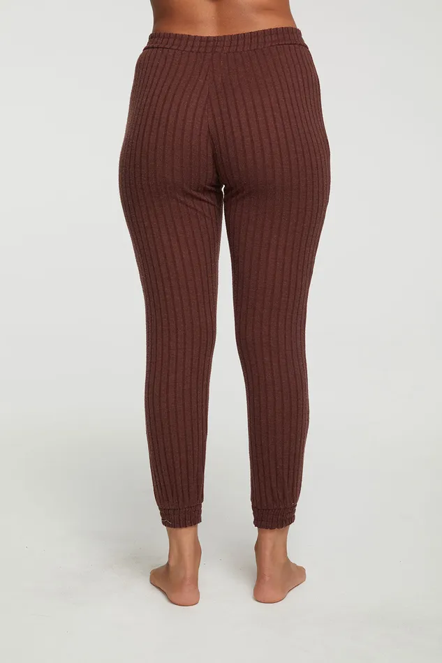 Poor Boy Rib Slouchy Jogger With Shirring Bottoms Chaser Brand Womens