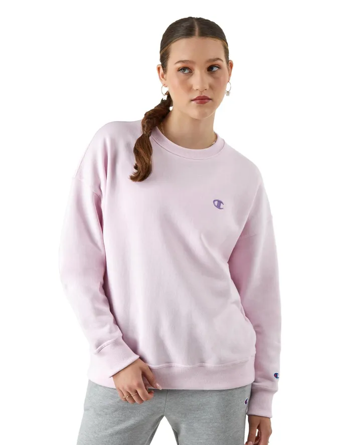 Powerblend Crewneck Sweatshirt C Logo Chantilly Pink Women Champion Hoodies and Sweatshirts Powerblend Crewneck Sweatshirt C Logo Chantilly Pink Women Champion Hoodies and Sweatshirts