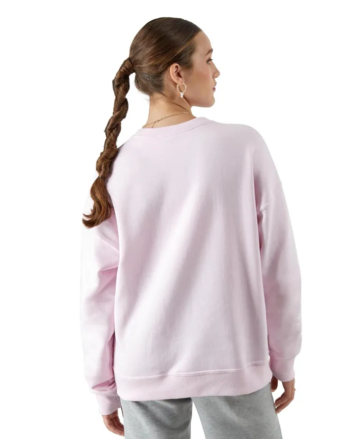 Powerblend Crewneck Sweatshirt C Logo Chantilly Pink Women Champion Hoodies and Sweatshirts