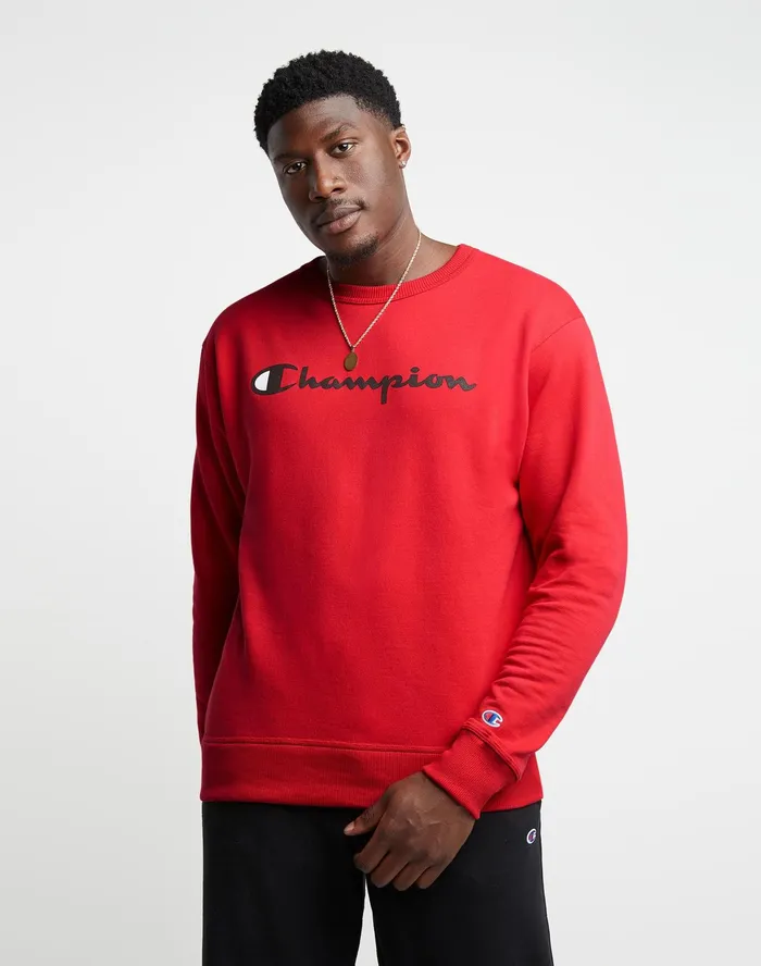 Powerblend Crewneck Sweatshirt Classic Script Team Red Scarlet Men Champion Hoodies and Sweatshirts Powerblend Crewneck Sweatshirt Classic Script Team Red Scarlet Men Champion Hoodies and Sweatshirts