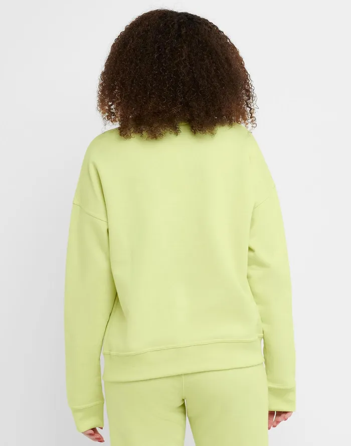 Powerblend Crewneck Sweatshirt Script Logo Frozen Lime Women Champion Hoodies and Sweatshirts