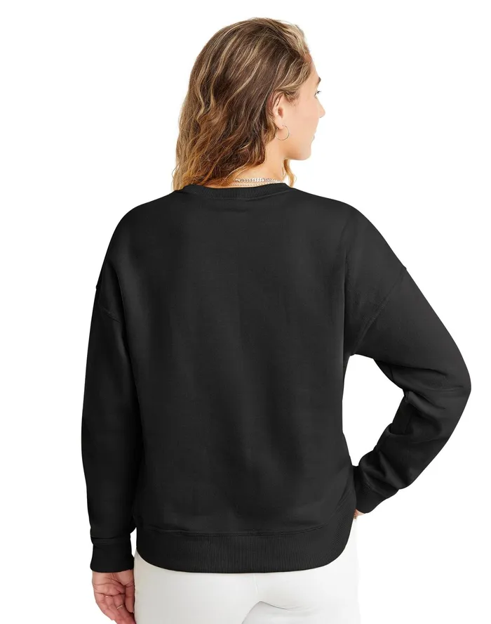 Powerblend Crewneck Sweatshirt Small Script Logo Black Women Champion Hoodies and Sweatshirts