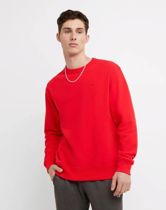 Powerblend Fleece Crew C Logo Team Red Scarlet Men Champion Hoodies and Sweatshirts