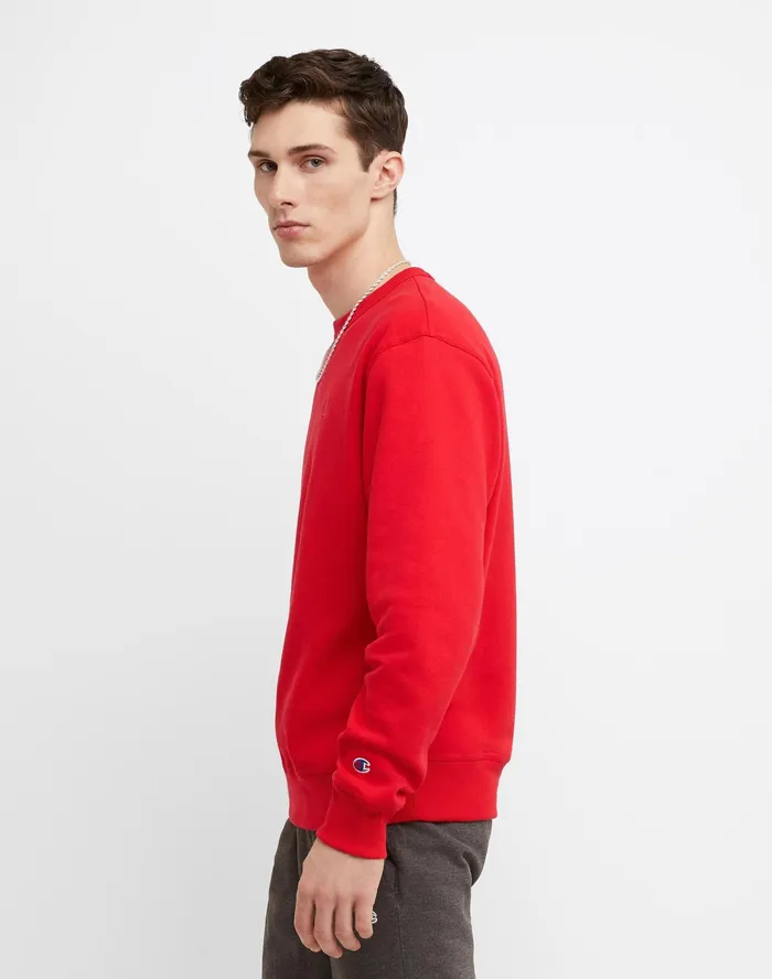 Powerblend Fleece Crew C Logo Team Red Scarlet Men Champion Hoodies and Sweatshirts