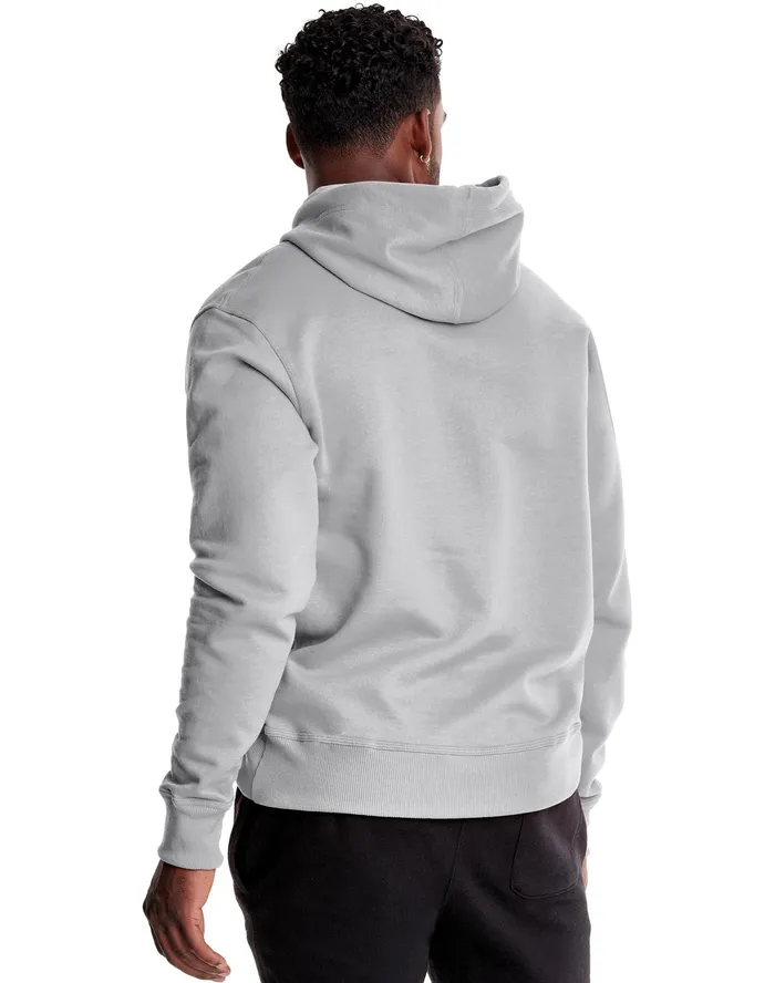 Powerblend Hoodie Script Logo Oxford Grey Men Champion Hoodies and Sweatshirts
