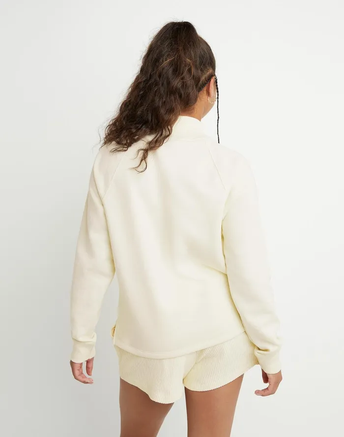Powerblend Mock Neck Sweatshirt Script Logo Natural Women Champion Hoodies and Sweatshirts