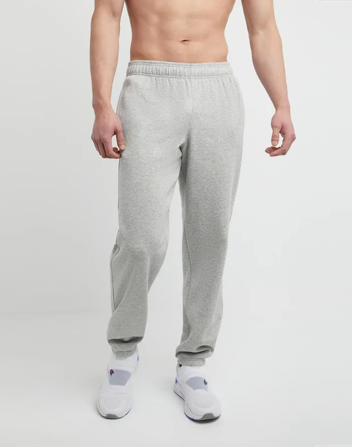 Powerblend Sweatpants Relaxed Hem C Logo 32034 Oxford Grey Men Champion Pants and Joggers