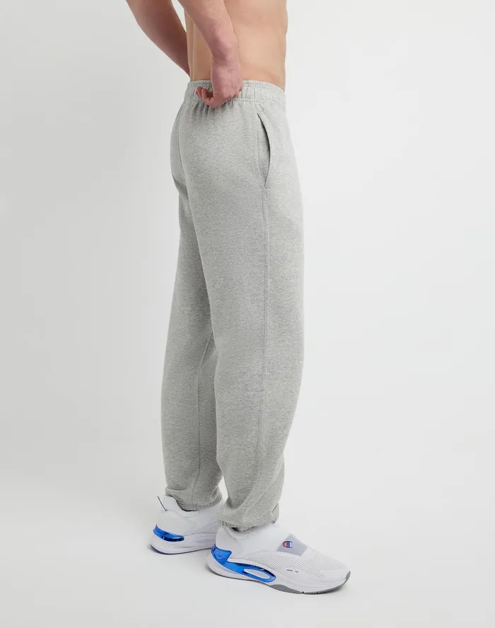 Powerblend Sweatpants Relaxed Hem C Logo 32034 Oxford Grey Men Champion Pants and Joggers