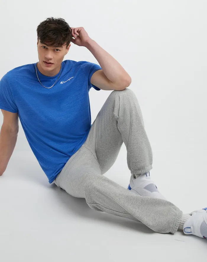 Powerblend Sweatpants Relaxed Hem C Logo 32034 Oxford Grey Men Champion Pants and Joggers