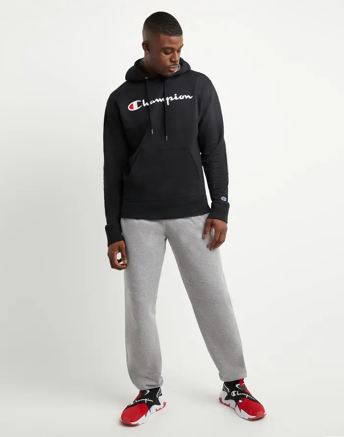 Powerblend Sweatpants Relaxed Hem C Logo 32034 Oxford Grey Men Champion Pants and Joggers