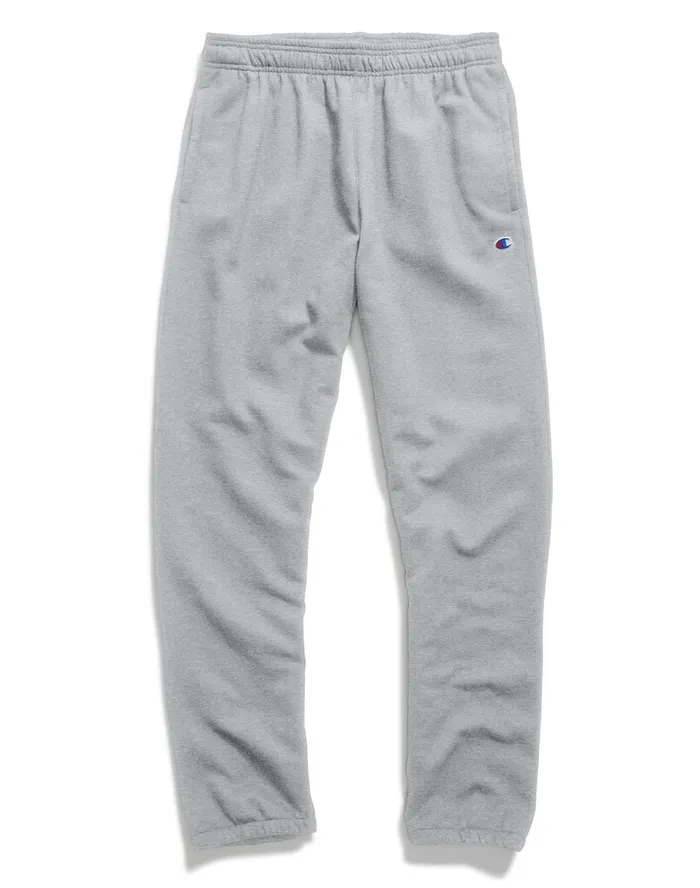 Powerblend Sweatpants Relaxed Hem C Logo 32034 Oxford Grey Men Champion Pants and Joggers