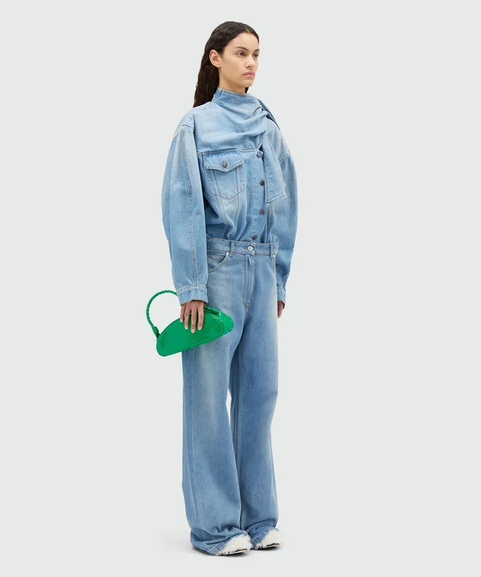 PreWashed Wide Leg Denim Pants Women MSGM Pants And Shorts