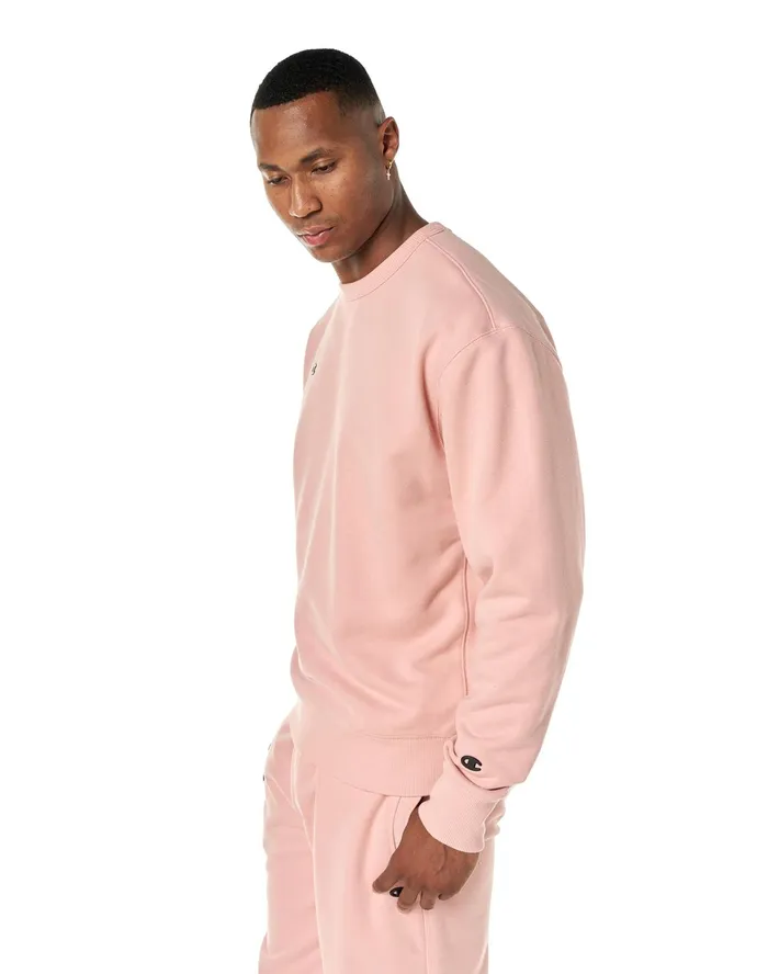 Premium Weave Crewneck Sweatshirt C Logo Pink Gleam Men Champion Hoodies and Sweatshirts