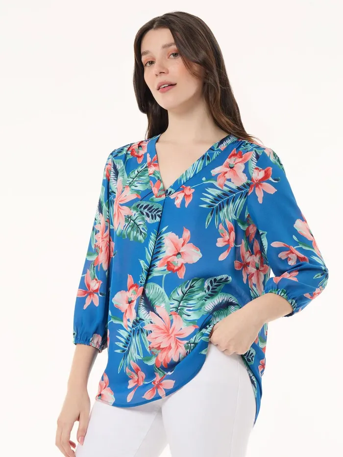 Printed VNeck Kelly Blouse Crepe De Chine Women Jones New York Tops and Blouses Printed VNeck Kelly Blouse Crepe De Chine Women Jones New York Tops and Blouses
