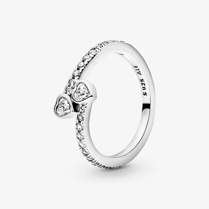 Promise Rings Women Pandora Two Sparkling Hearts Ring