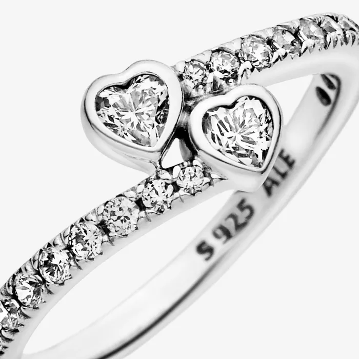 Promise Rings Women Pandora Two Sparkling Hearts Ring