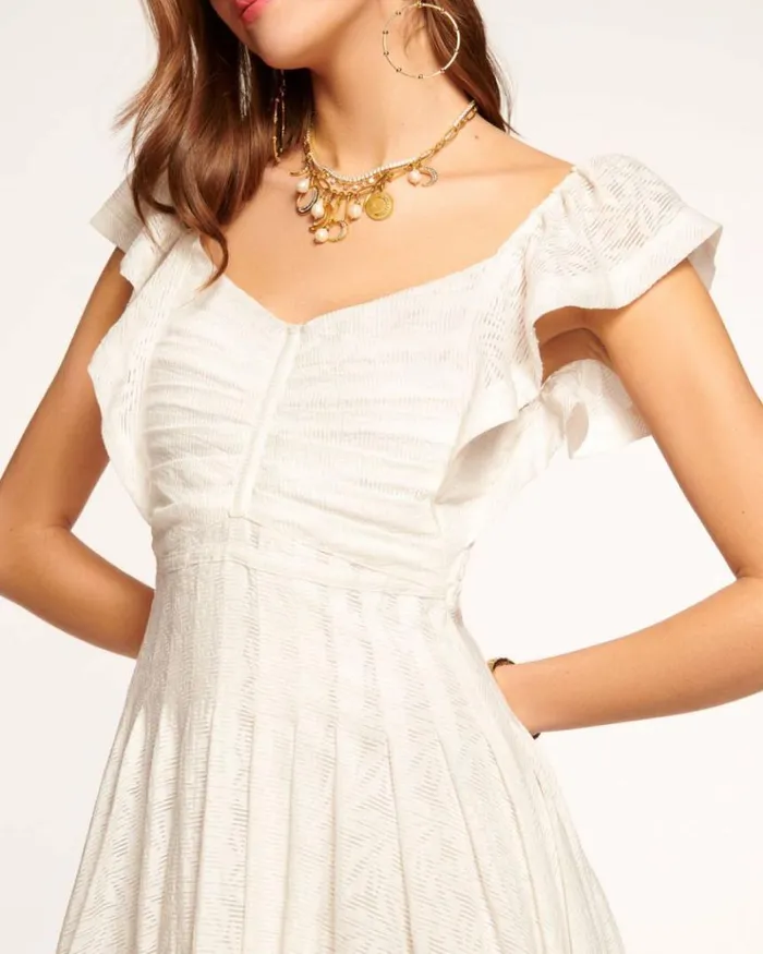 Ramy Brook Dresses Women Bria Smocked Midi Dress White Burnout