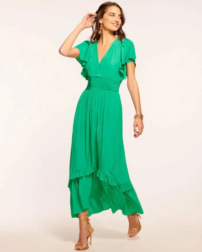 Ramy Brook Dresses Women Joanie Short Sleeve Maxi Dress Sea Green