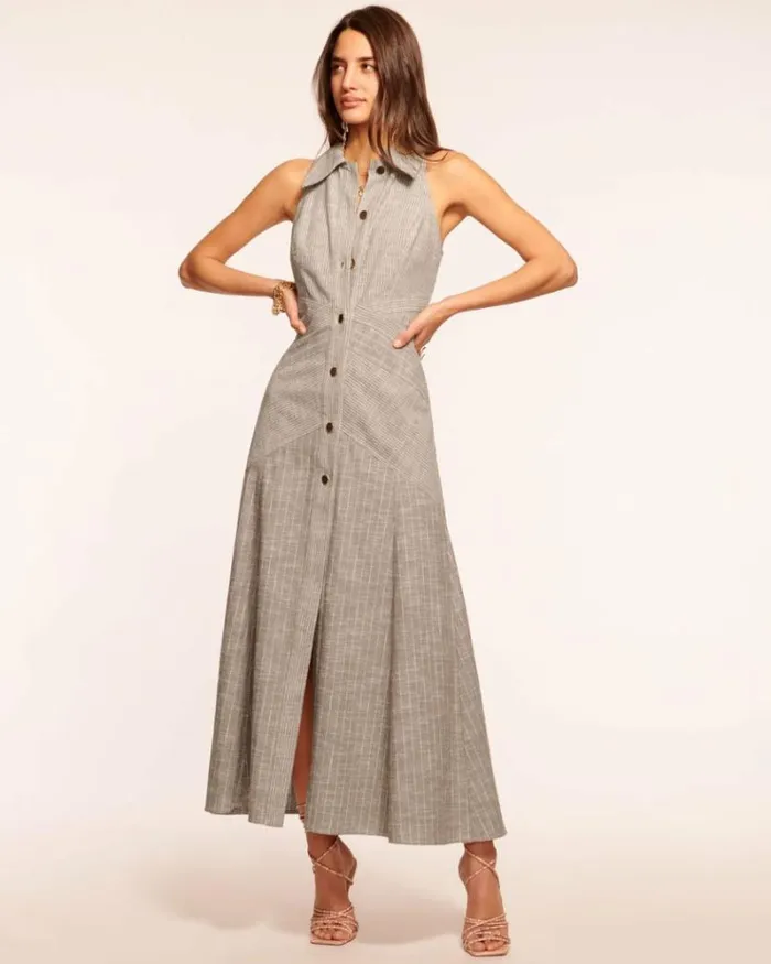 Ramy Brook Dresses Women Kiana Maxi Shirt Dress Sandstone Stripe