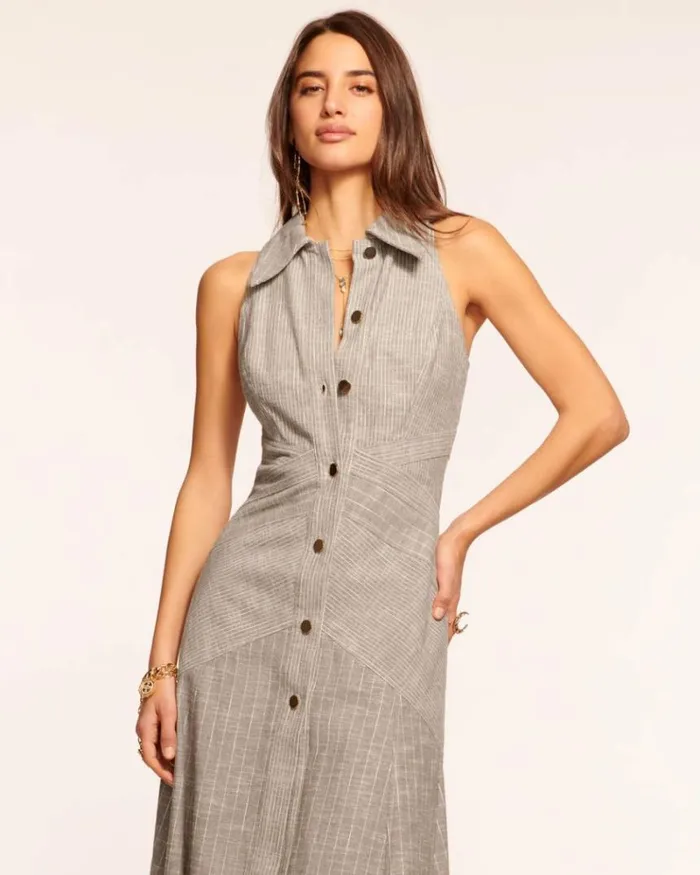 Ramy Brook Dresses Women Kiana Maxi Shirt Dress Sandstone Stripe