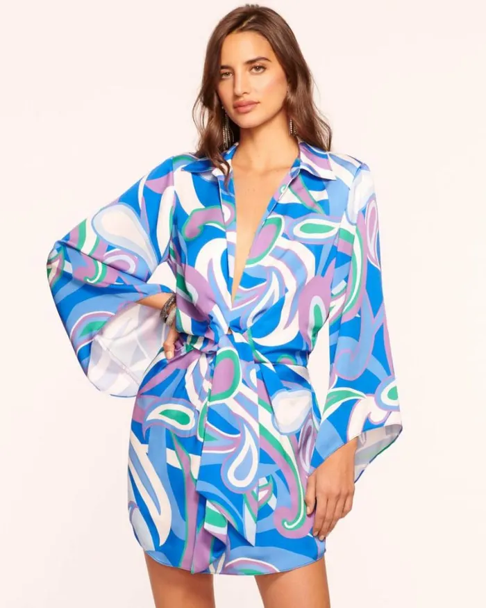 Ramy Brook Dresses Women Penny Bell Sleeve Mini Dress Marrakech Paisley
