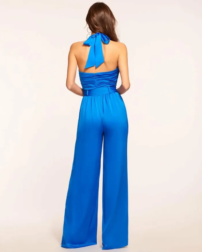 Ramy Brook Jumpsuits Women Adalee Belted Halter Jumpsuit Marrakech Blue
