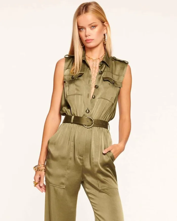 Ramy Brook Jumpsuits Women Rayna Belted Jumpsuit Dark Olive