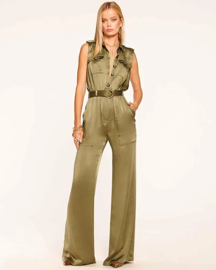 Ramy Brook Jumpsuits Women Rayna Belted Jumpsuit Dark Olive
