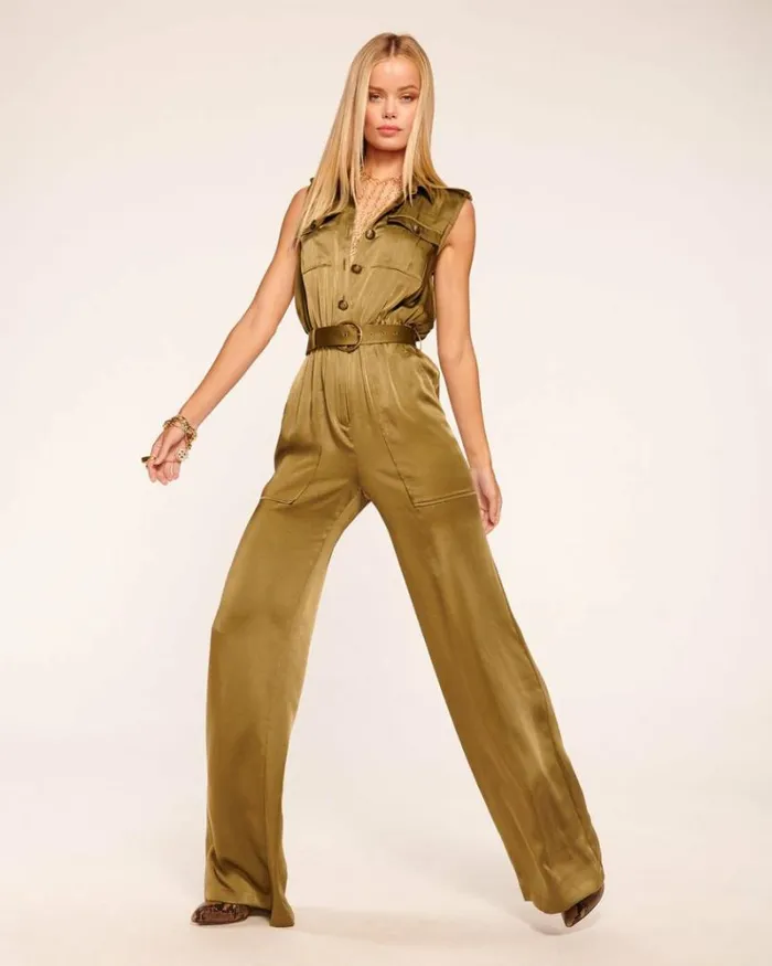 Ramy Brook Jumpsuits Women Rayna Belted Jumpsuit Dark Olive