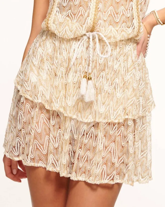 Ramy Brook Swim and Coverups Women Hanna Chevron Coverup Mini Dress White Chevron