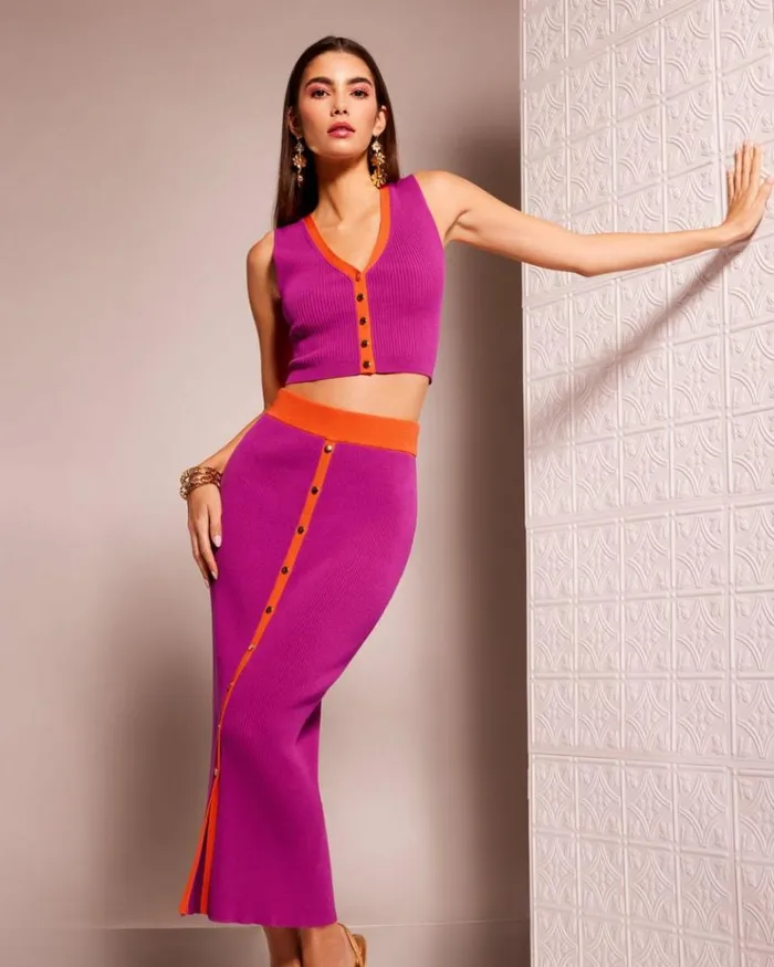 Ramy Brook Tops Women Aiyana Colorblock Tank Top Wild Rose