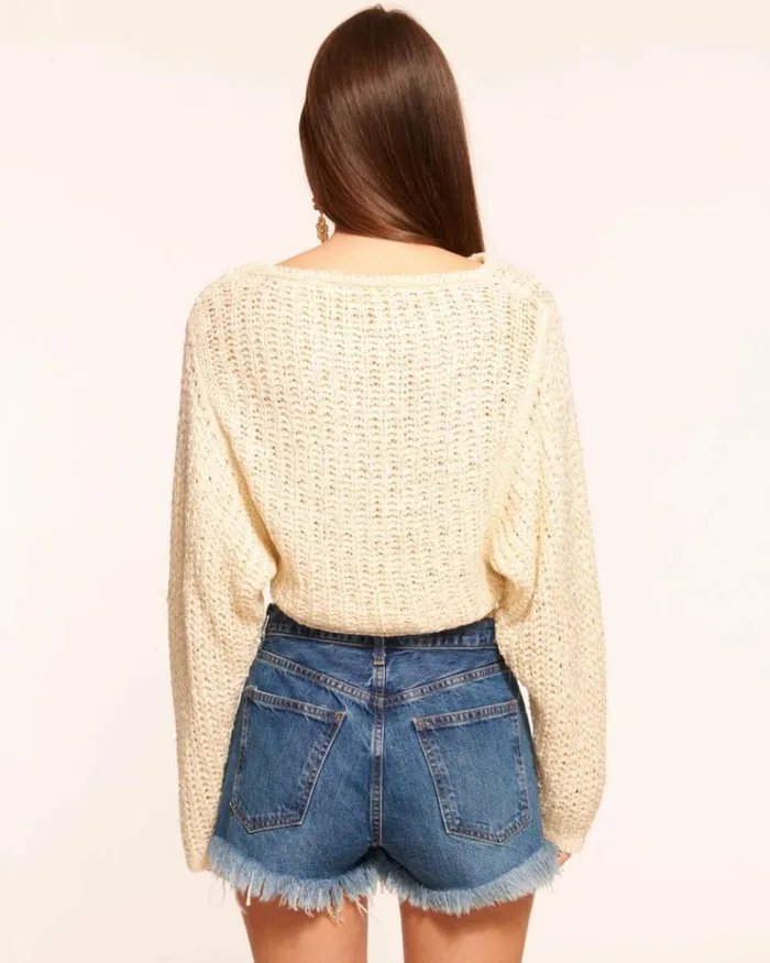 Ramy Brook Tops Women Clea Long Sleeve Sweater Ivory Lurex