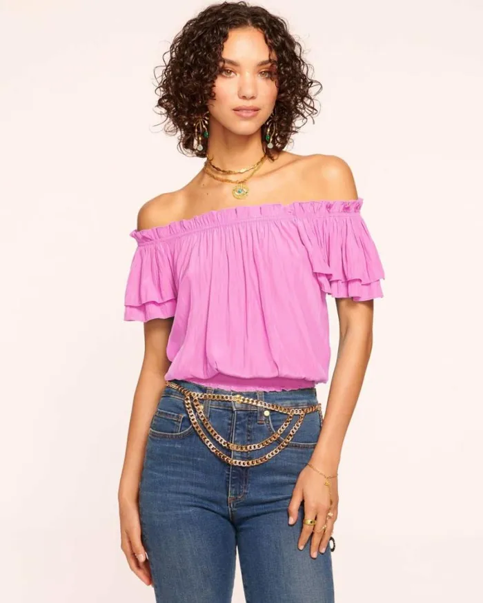 Ramy Brook Tops Women Cressida OffTheShoulder Top Pink Orchid