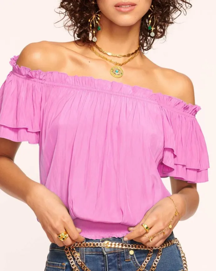 Ramy Brook Tops Women Cressida OffTheShoulder Top Pink Orchid