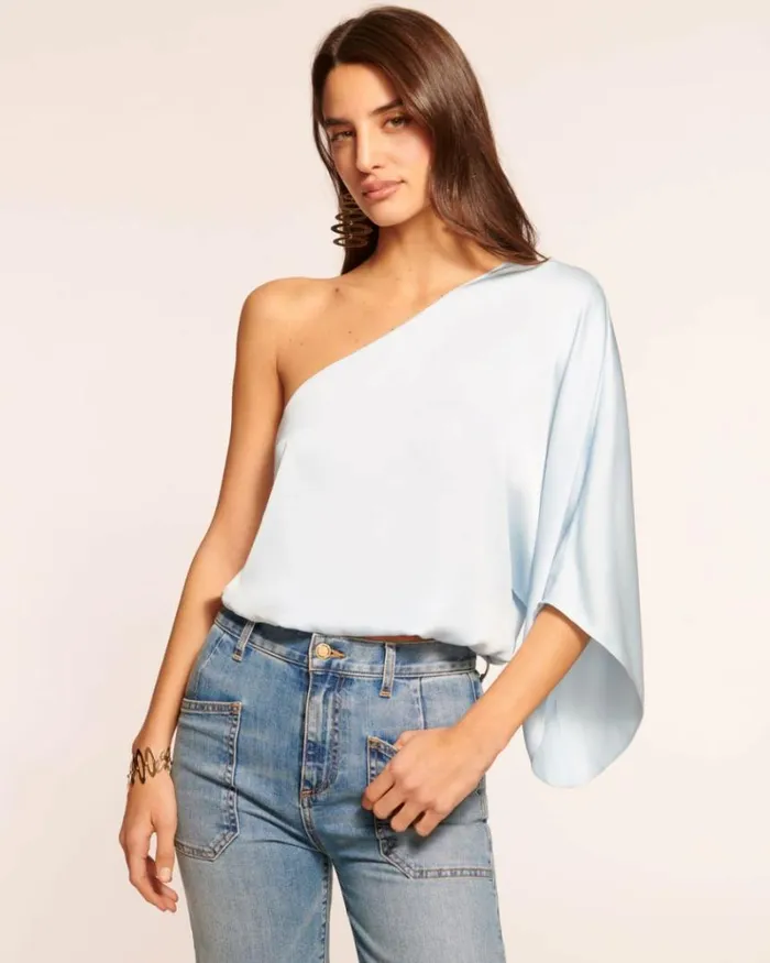 Ramy Brook Tops Women Gina OneShoulder Blouse Crystal Blue