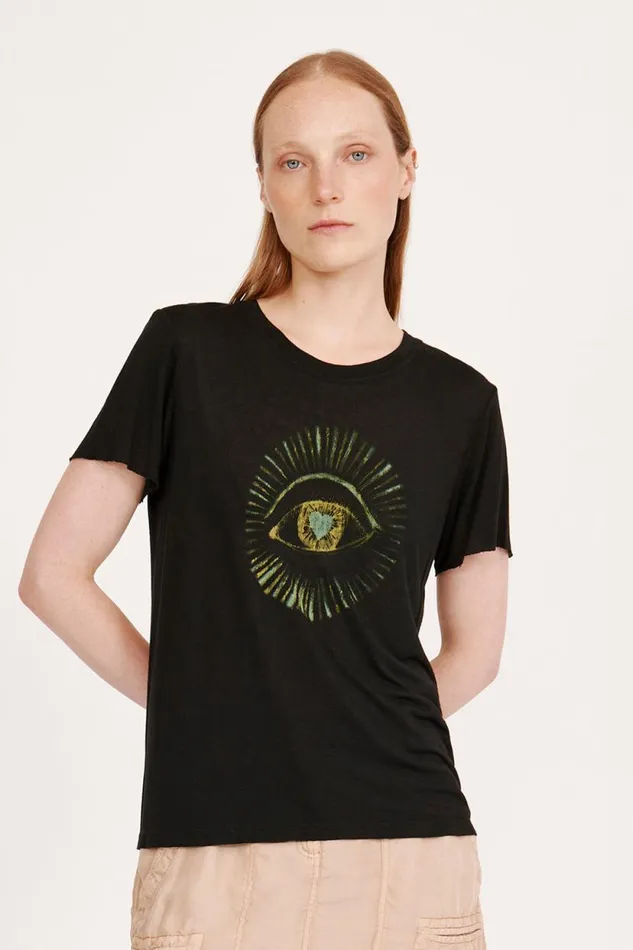Raquel Allegra Black Helena Tee Women TShirts