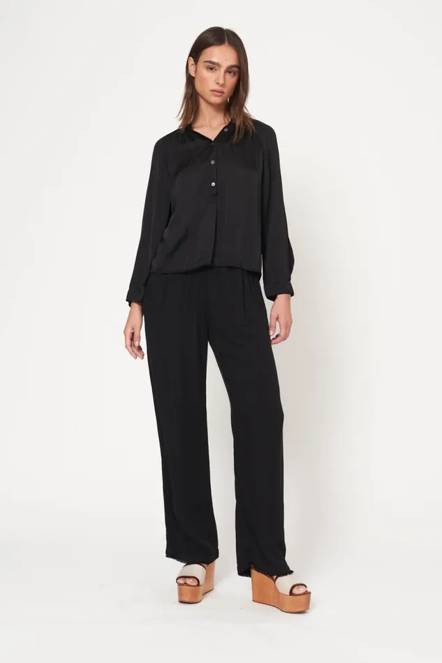 Raquel Allegra Black Sparrow Shirt Women Tops Raquel Allegra Black Sparrow Shirt Women Tops