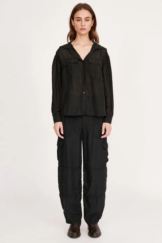 Raquel Allegra Black Westwood Shirt Jacket Women Tops