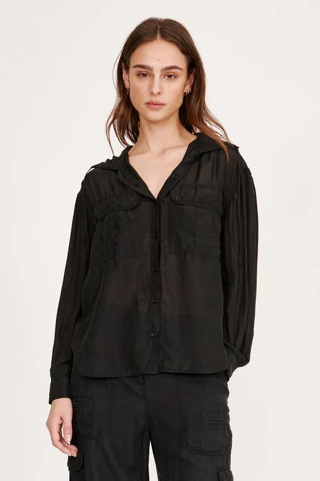 Raquel Allegra Black Westwood Shirt Jacket Women Tops