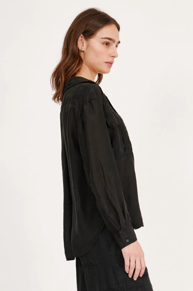 Raquel Allegra Black Westwood Shirt Jacket Women Tops