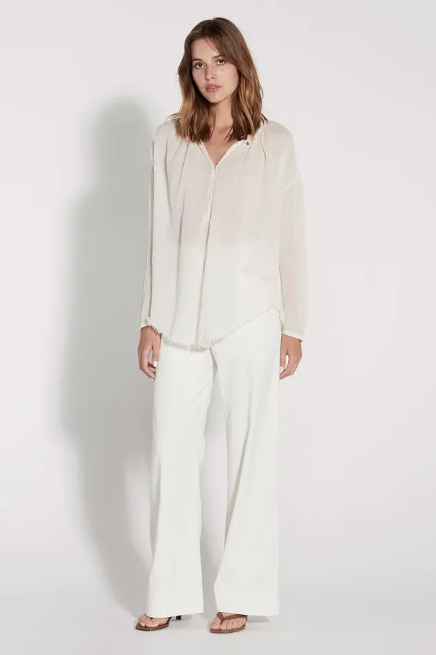 Raquel Allegra Dirty White Poet Blouse Women Tops