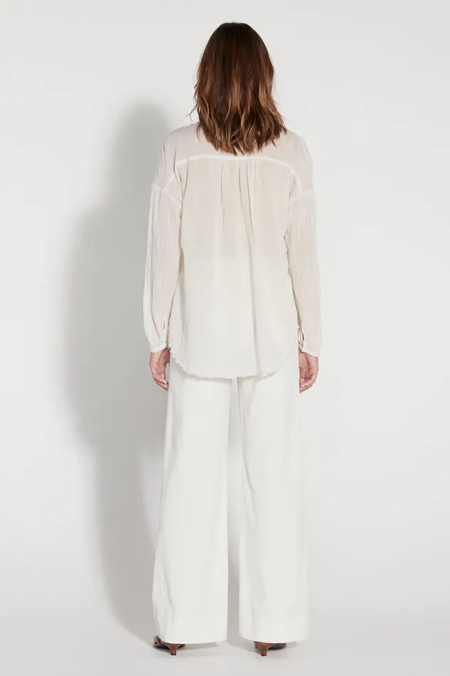 Raquel Allegra Dirty White Poet Blouse Women Tops