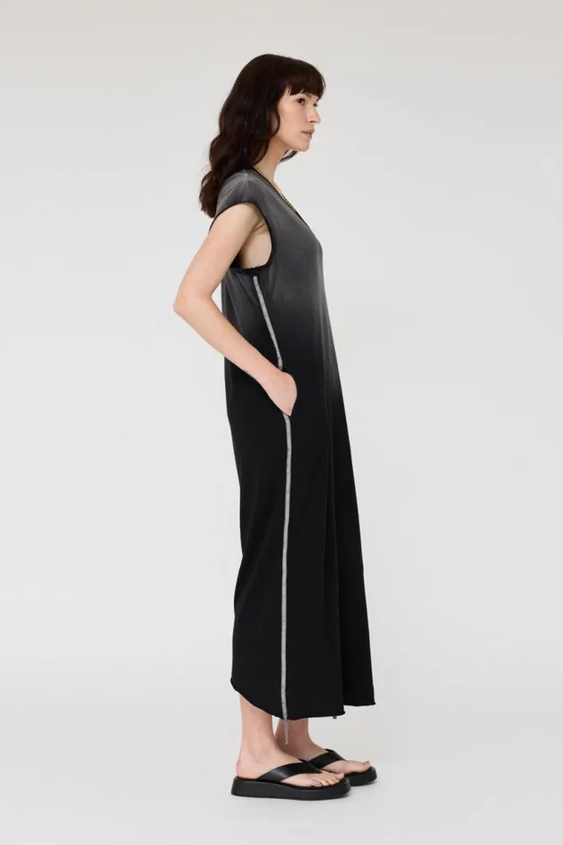 Raquel Allegra Faded Black Cocoon Maxi Dress Women Dresses
