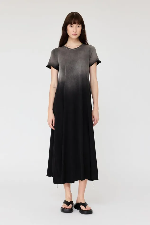 Raquel Allegra Faded Black Short Sleeve Drama Maxi Women Dresses