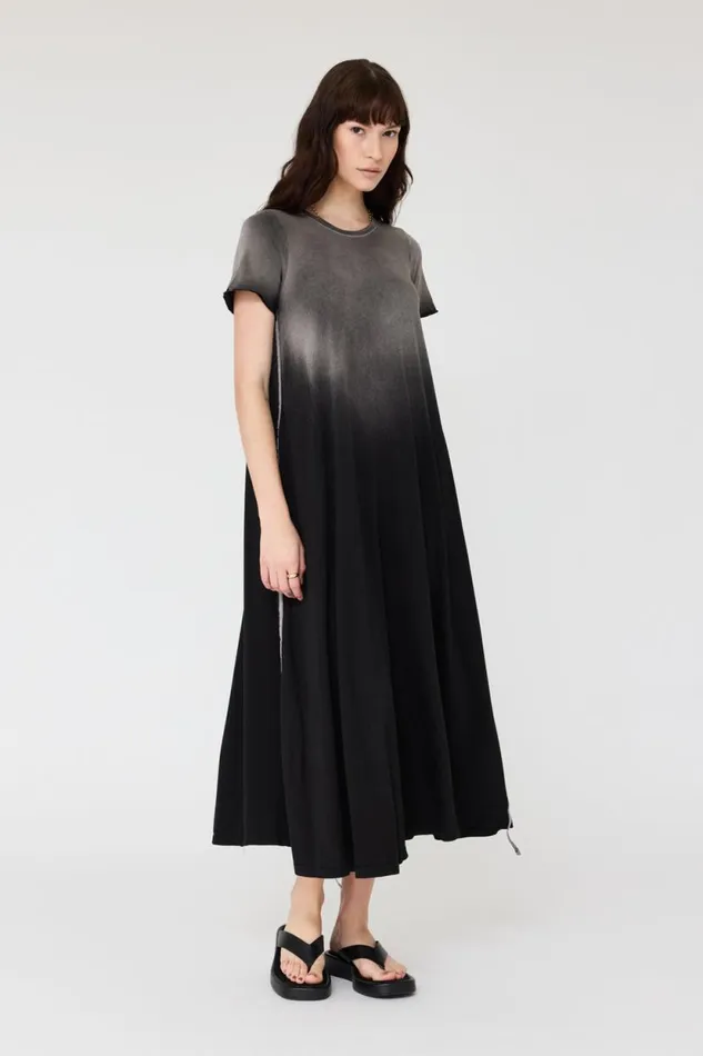 Raquel Allegra Faded Black Short Sleeve Drama Maxi Women Dresses
