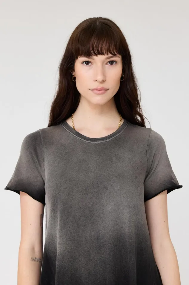 Raquel Allegra Faded Black Short Sleeve Drama Maxi Women Dresses